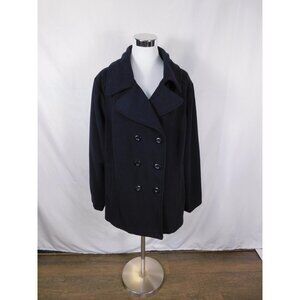 Valerie Stevens Black Double-Breasted Peacoat 3X - Plus Size Winter - Excellent